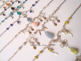 10 Assorted Anklets with Natural Stones.
